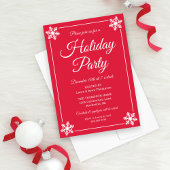 Elegant Red Snowflake Script Holiday Party Kaart