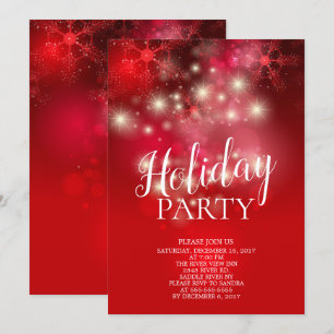 Elegant Red Snowflakes Holiday Party Uitnodiging