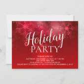 Elegant Red Snowflakes Holiday Party Uitnodiging (Voorkant)