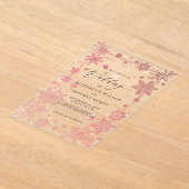 Elegant Red snowflakes Winter Wedding Acryl Uitnodigingen (Laagn)