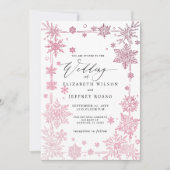 Elegant Red snowflakes Winter Wedding Kaart (Voorkant)