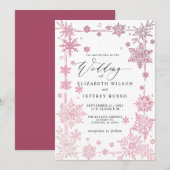 Elegant Red snowflakes Winter Wedding Kaart (Voorkant / Achterkant)