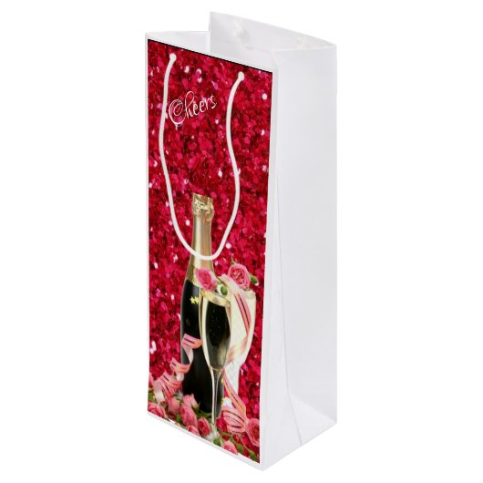 Elegant Red Sparkle Champagne Wine Paper Bag Wijn Cadeautas (Achterkant Gekanteld)