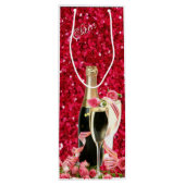Elegant Red Sparkle Champagne Wine Paper Bag Wijn Cadeautas (Achterkant)