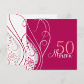 Elegant Red Square Invitation Kaart (Voorkant / Achterkant)