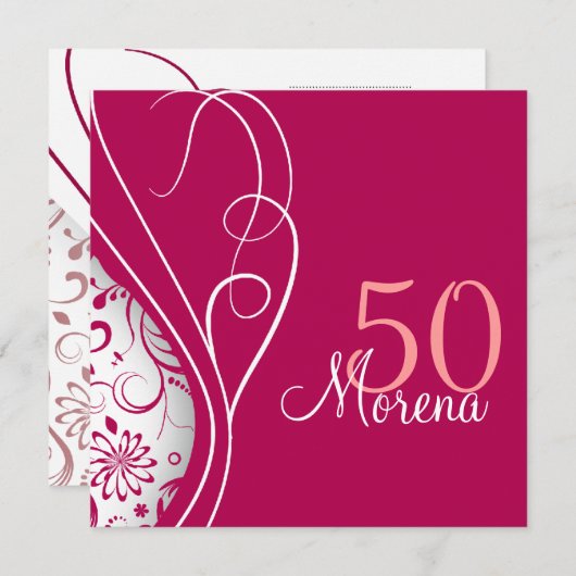 Elegant Red Square Invitation Kaart (Voorkant / Achterkant)