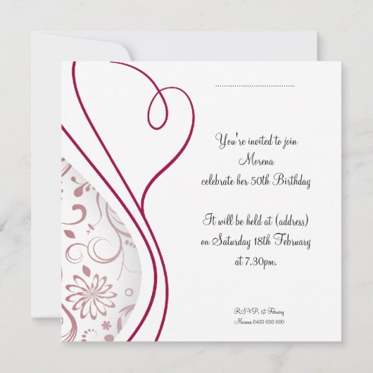 Elegant Red Square Invitation Kaart (Achterkant)