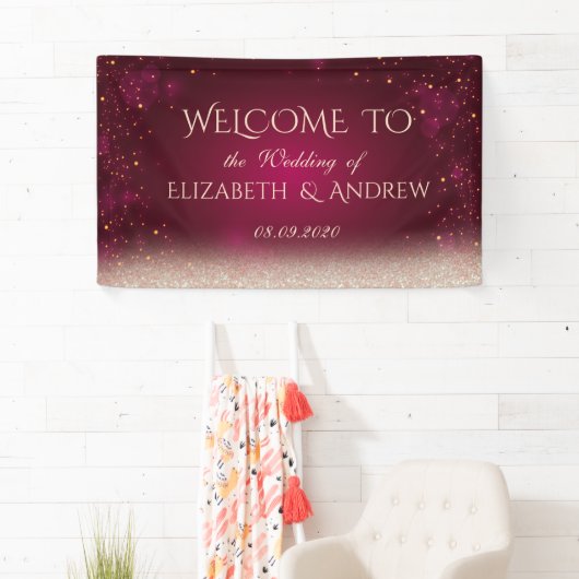 Elegant Red Stippen Bokeh Wedding Banner (Insitu)