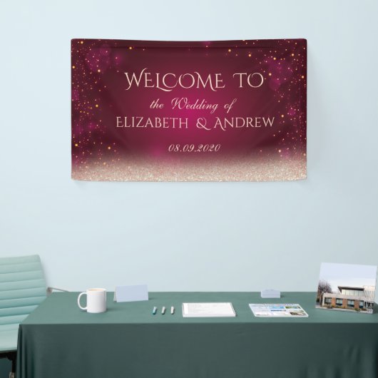 Elegant Red Stippen Bokeh Wedding Banner (Beurs)