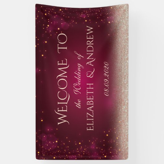 Elegant Red Stippen Bokeh Wedding Banner (Verticaal)