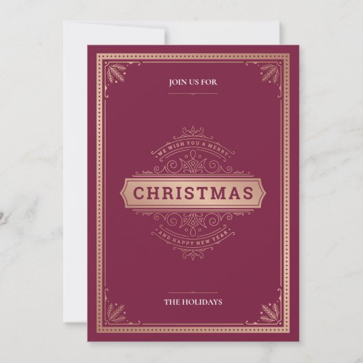 Elegant Red  Style Kerstparty Kaart (Voorkant)