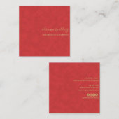 Elegant Red Suede Leather Texture Professional Vierkante Visitekaartje (Voorkant / Achterkant)