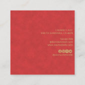 Elegant Red Suede Leather Texture Professional Vierkante Visitekaartje (Achterkant)