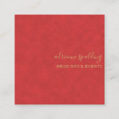 Elegant Red Suede Leather Texture Professional Vierkante Visitekaartje (Voorkant)