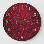 Elegant Red Swirl Pattern Grote Klok (Voorkant)