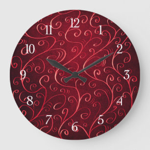 Elegant Red Swirl Pattern Grote Klok