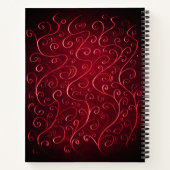 Elegant Red Swirl Pattern Notitieboek (Achterkant)