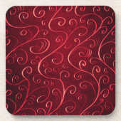 Elegant Red Swirl Pattern Onderzetter (Voorkant)