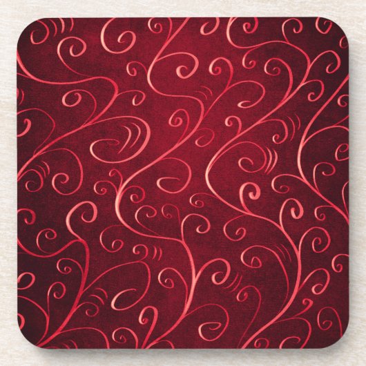Elegant Red Swirl Pattern Onderzetter (Voorkant)