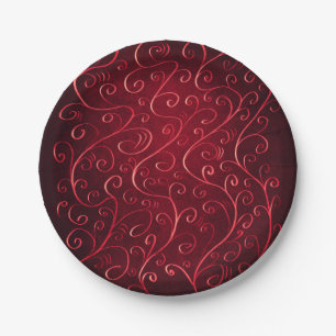 Elegant Red Swirl Pattern Papieren Bordje