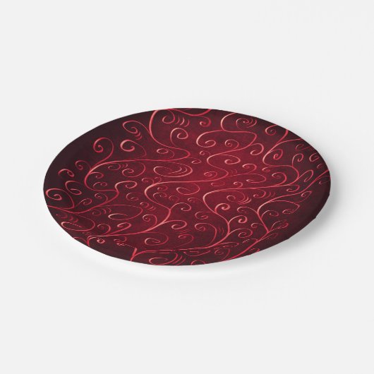 Elegant Red Swirl Pattern Papieren Bordje (Gekanteld)