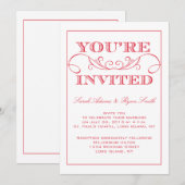 Elegant Red Swirl Wedding Invitation Kaart (Voorkant / Achterkant)