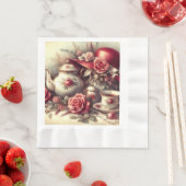 Elegant Red Tea Party Bloemen Papier Servet (Insitu)