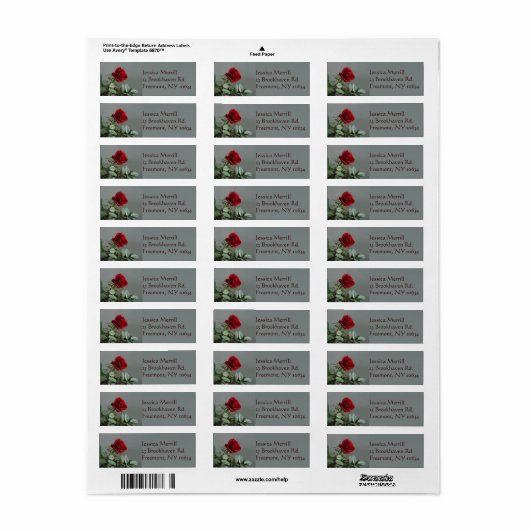 Elegant red tea roos return address label (Full Sheet)