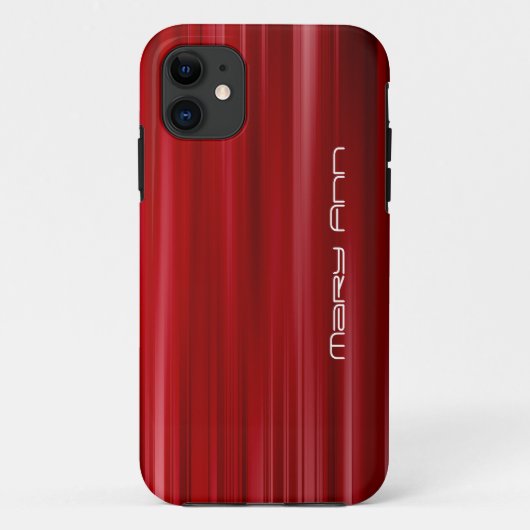 Elegant Red Texture Custom Name Case-Mate iPhone Case (Achterkant)