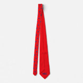 Elegant Red Tie with Embroidered-Effect Blue Stars Stropdas (Achterkant)