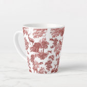 Elegant  Red Toile Deer Fox Hare Patroon Latte Mok (Linkerhoek)