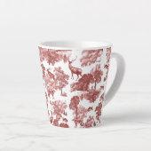 Elegant  Red Toile Deer Fox Hare Patroon Latte Mok (Rechterhoek)