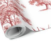 Elegant  Red Toile Deer Fox in Forest Cadeaupapier (Rol Hoek)