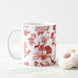 Elegant Red Toile Deer in Woodland Koffiemok
