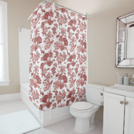 Elegant  Red Toile Deer Patroon Douchegordijn
