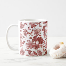 Elegant Red Toile Fox Rabbits in Woodland Koffiemok