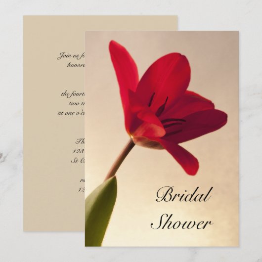 Elegant Red Tulip Bridal Shower Kaart (Voorkant / Achterkant)