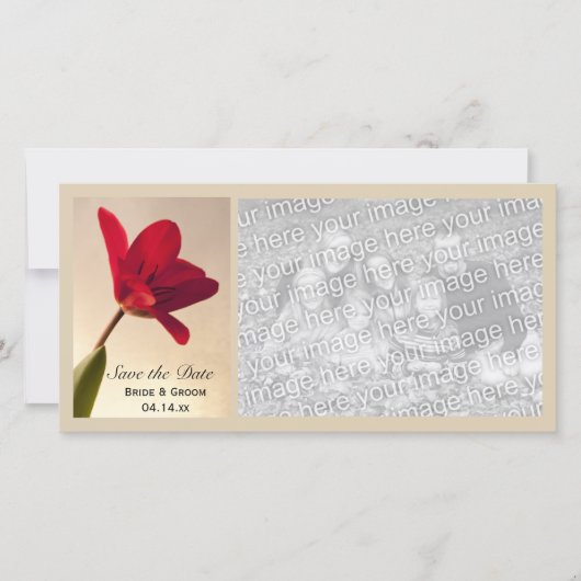 Elegant Red Tulip Wedding Save the Date (Voorkant)