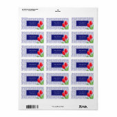 Elegant Red Tulips Spring Floral Blue Etiket (Full Sheet)