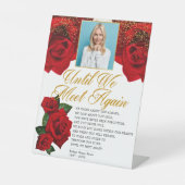 Elegant Red Turkey Rozen Funeral Poem Reclamebord Met Voetstuk (Voorkant)