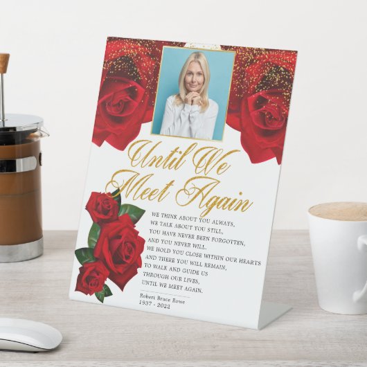 Elegant Red Turkey Rozen Funeral Poem Reclamebord Met Voetstuk (Insitu)