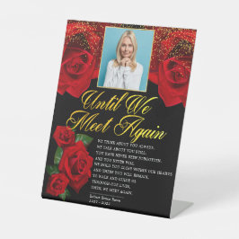 Elegant Red Turkey Rozen Funeral Poem Reclamebord Met Voetstuk