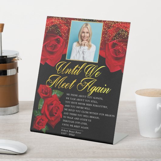 Elegant Red Turkey Rozen Funeral Poem Reclamebord Met Voetstuk (Insitu)