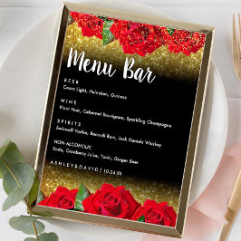 Elegant Red Turkey Rozen Wedding Menu Bar Poster