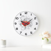 Elegant Red Twin Hearts with Flourish Swirls Grote Klok (Huis)