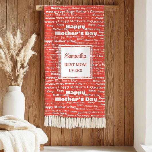 Elegant Red Typography Mother’s Day Best Gift  Sherpa Deken