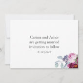 Elegant Red Violet Green Floral bewaar de datum Save The Date (Achterkant)
