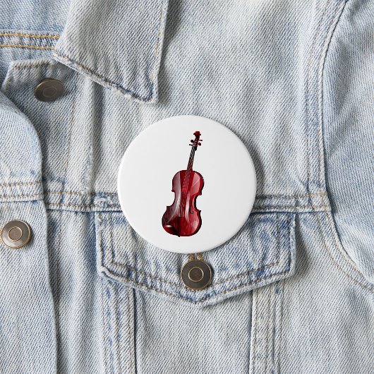 Elegant Red Violin Musical Instrument Ronde Button 7,6 Cm
