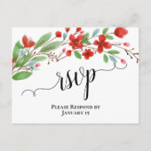 Elegant Red Waterverf Blossom Weddenschap RSVP Briefkaart (Voorkant)