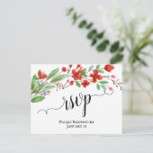Elegant Red Waterverf Blossom Weddenschap RSVP Briefkaart (Staand voorkant)